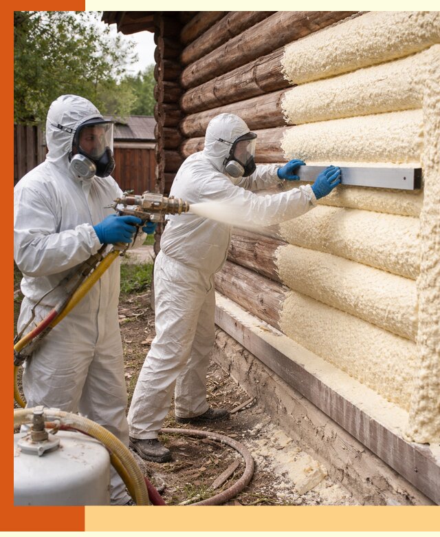 Утепление бревенчатого дома ППУ в Усть-Джегуте эффективной изоляцией