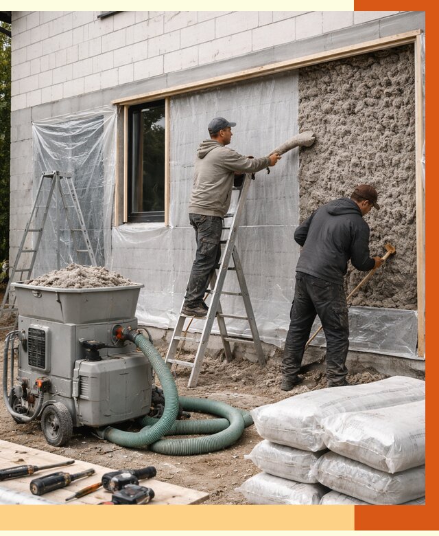 Утепление дома из газобетона эковатой в Усть-Джегуте от 4555 руб./м2 | ТепломастерСтд