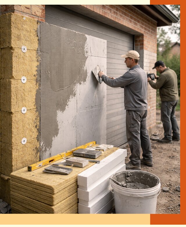 Утепление гаража снаружи в Усть-Джегуте от 4252 руб. за м2 — наружное утепление под ключ | ТепломастерСтд