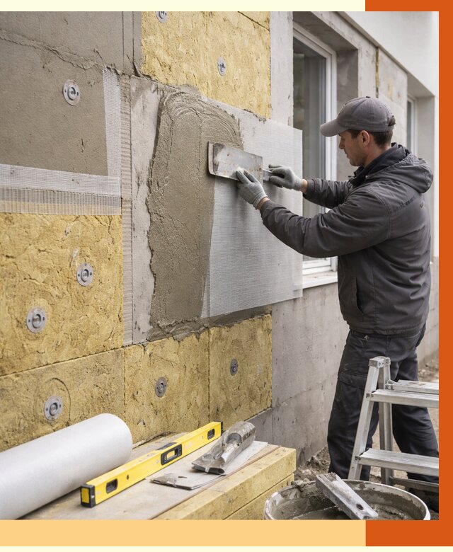 Утепление фасада под штукатурку в Усть-Джегуте от 4252 руб/м2 — монтаж пенопластом и минватой | ТепломастерСтд