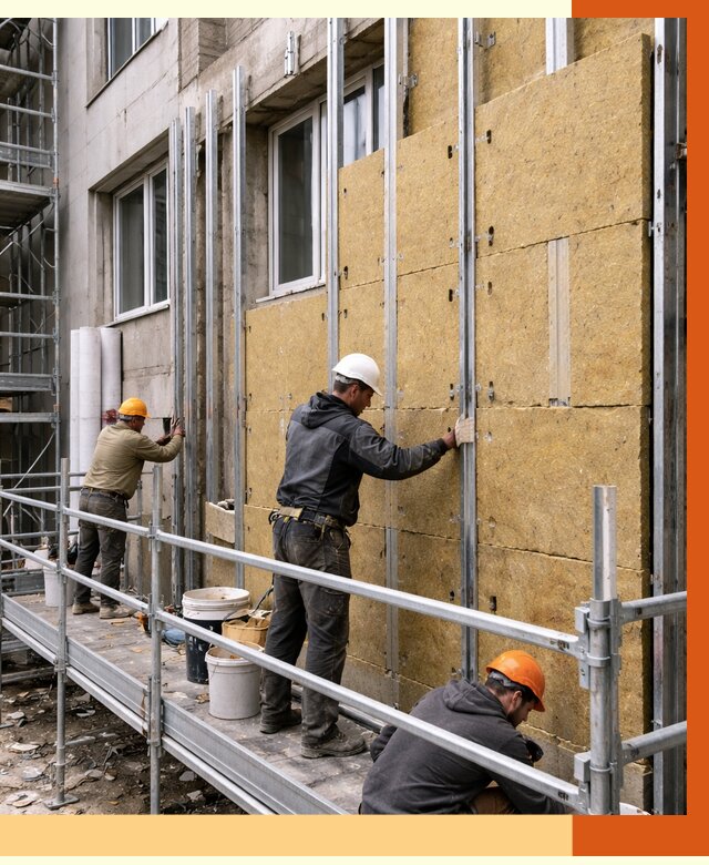 Утепление вентилируемого фасада в Усть-Джегуте от 5669 руб/м2 — монтаж и утепление вентфасад | ТепломастерСтд