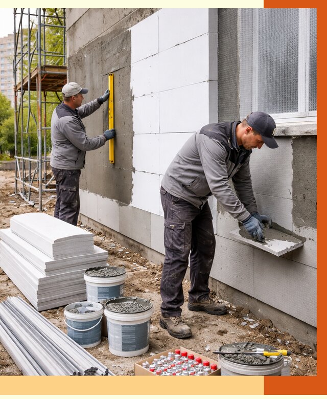 Утепление фасада и стен снаружи в Усть-Джегуте от 4252 руб. | ТепломастерСтд