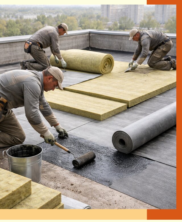 Утепление плоской крыши в Усть-Джегуте от 7289 руб./м2 под ключ | ТепломастерСтд