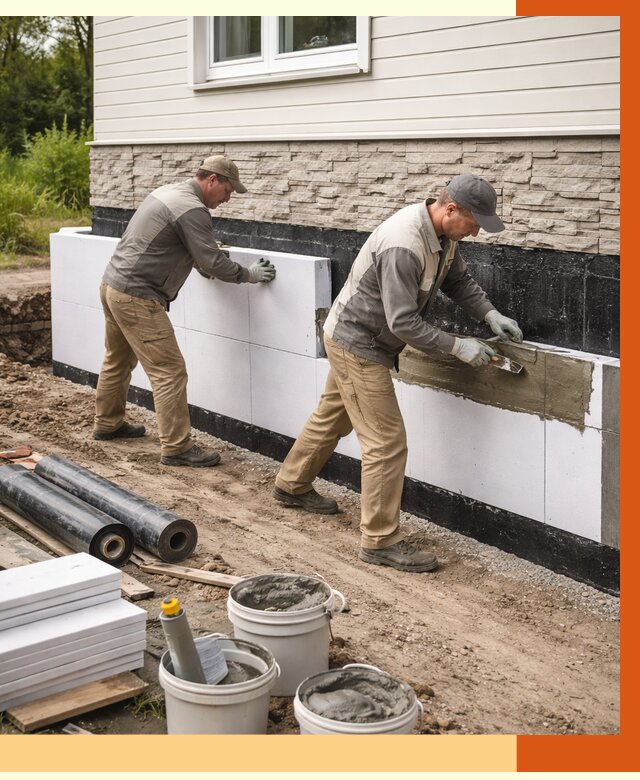 Утепление фундамента снаружи в Усть-Джегуте от 4252 руб. за м² | ТепломастерСтд