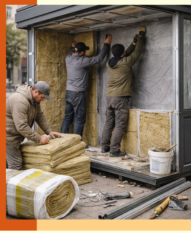 Утепление павильона шаурмы под ключ в Усть-Джегуте