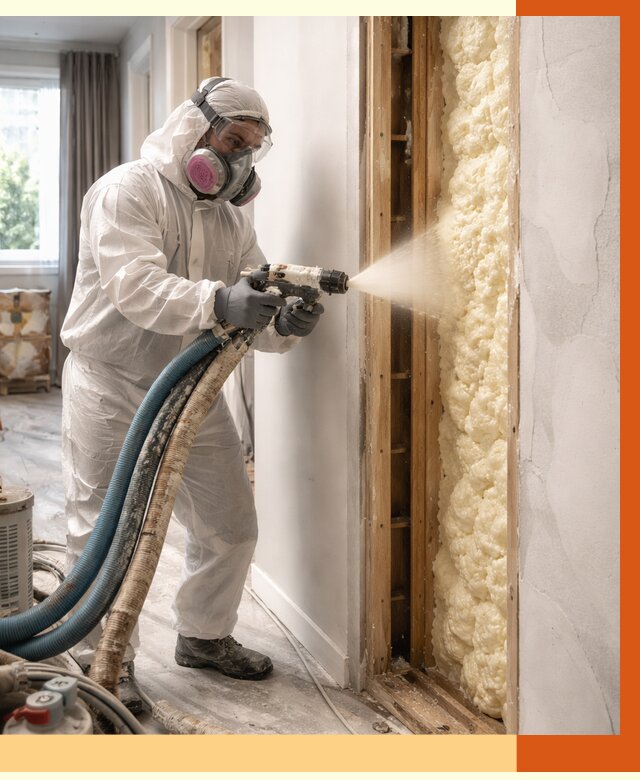 Межстеновое утепление ППУ в Усть-Джегуте от 2784 руб/м2 — межстенное утепление под ключ | ТепломастерСтд