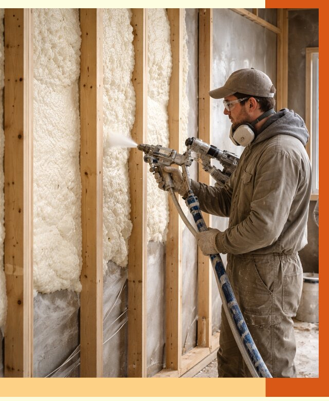 Утепление каркасной стены ППУ в Усть-Джегуте от 4302 руб./м2 под ключ | ТепломастерСтд