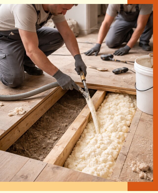 Заполнение пустот пола в Усть-Джегуте от 2733 руб. — утепление пустот пола под ключ | ТепломастерСтд