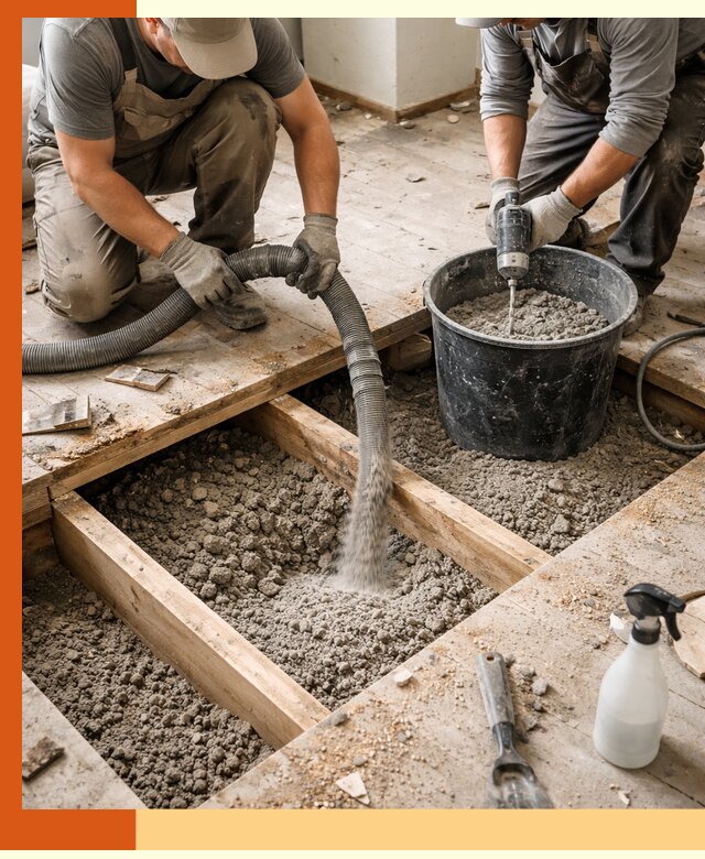 Заполнение пустот пола в Усть-Джегуте полиуретаном и пенополистиролом