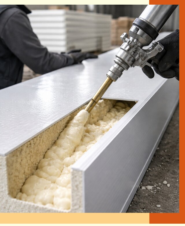 Заполнение пустот холодильных панелей в Усть-Джегуте от 7592 руб. | ТепломастерСтд