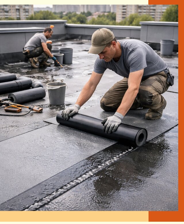 Гидроизоляция плоской кровли в Усть-Джегуте от 4555 руб./м2 — профессионально | ТепломастерСтд